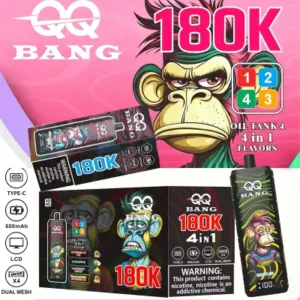QQ Bang 180K Disposable Vape – 180,000 Puffs | 4-in-1 Flavor System Long-Lasting Rechargeable Device